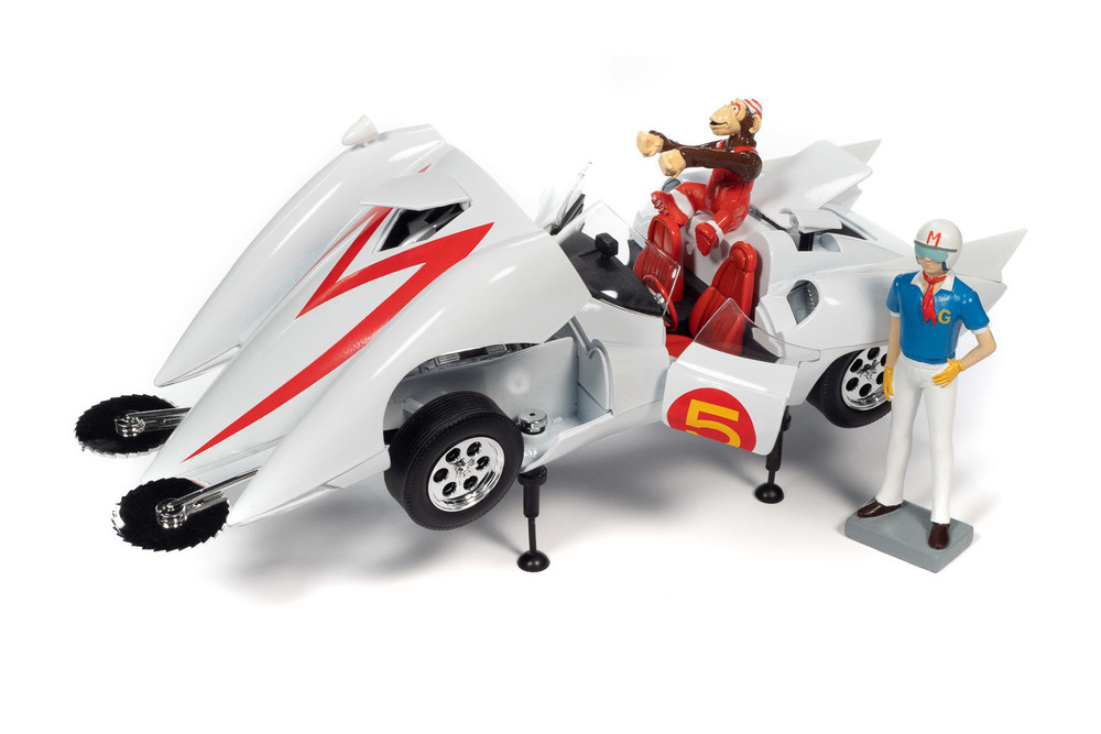 Speed Racer Mach 5 with Chim Chim and Speed Racer Figures. , Speed Racer - Auto World AWSS124 - 1/18 scale Diecast Model Toy Car