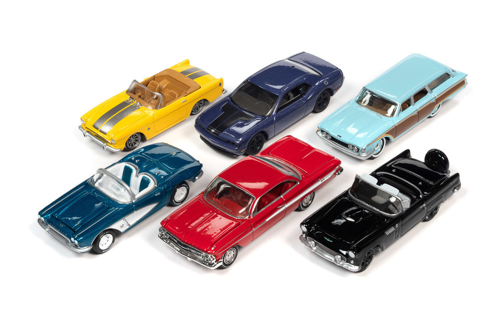 Johnny Lightning Classic Gold 2020 Release 3 Set B Diecast Car Set - Box of 6 assorted 1/64 Scale Diecast Model Cars