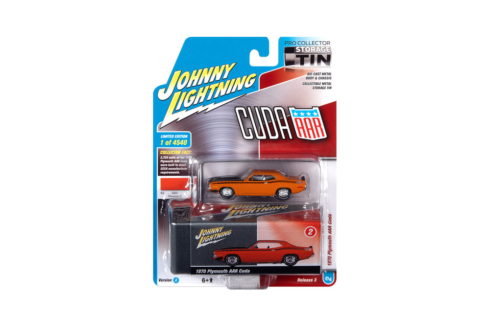 1970 Plymouth AAR Barracuda, Vitamin C Orange & Black - Johnny Lightning  JLSP108 - 1/64 Diecast Car