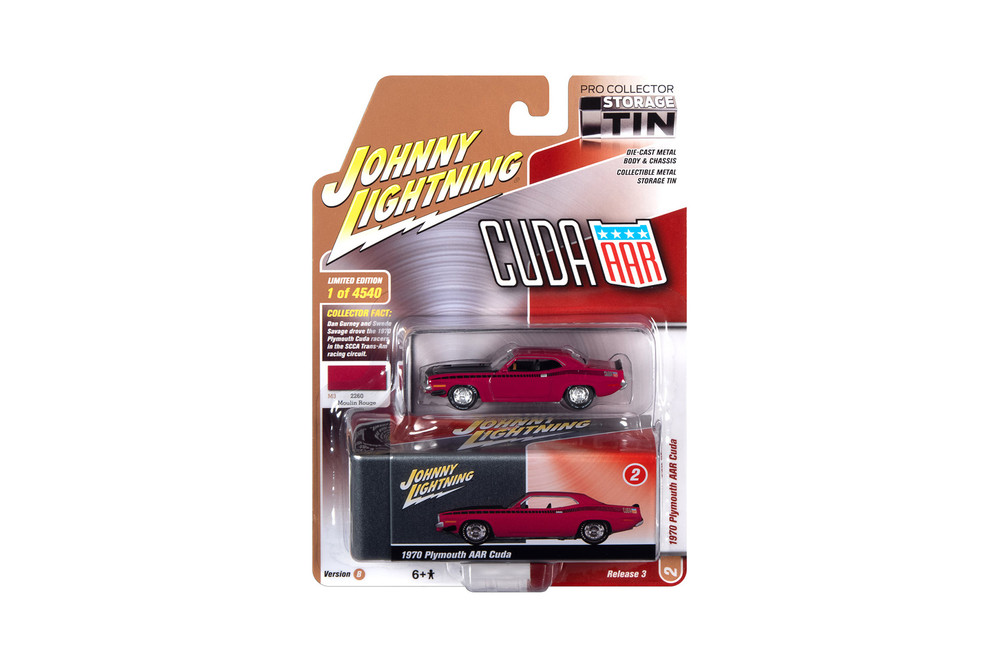 1970 Plymouth AAR Barracuda, Moulin Rouge Red & Black - Johnny Lightning JLSP108 - 1/64 Diecast Car