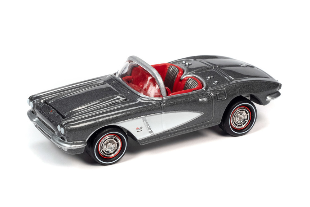 1962 Chevy Corvette, Sateen Silver Metallic - Johnny Lightning JLCG023/48A - 1/64 scale Diecast Model Toy Car