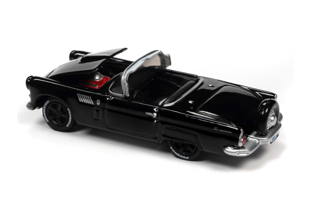 1956 Ford Thunderbird, Gloss Black - Johnny Lightning JLCG023/48B - 1/64  scale Diecast Model Toy Car