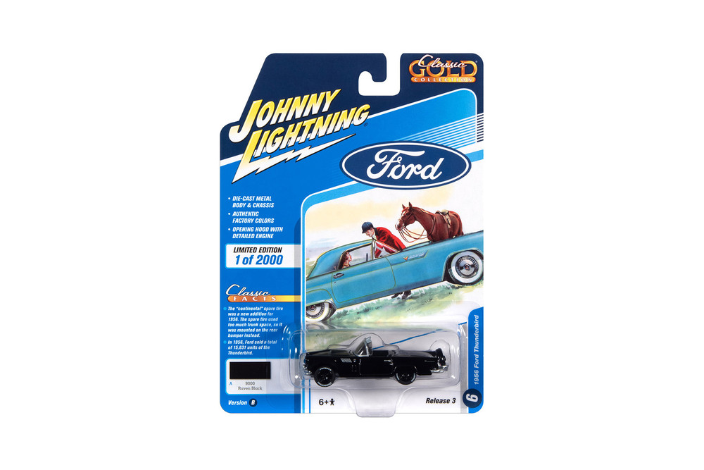 1956 Ford Thunderbird, Gloss Black - Johnny Lightning JLCG023/48B