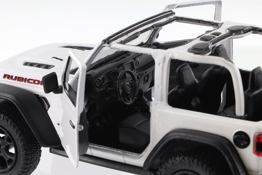 2018 Jeep Wrangler Rubicon Open Top, White - Kinsmart 5412DA/WT - 1/34 scale Diecast Model Toy Car