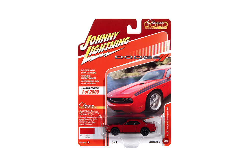 2010 Dodge Challenger R/T , Red - Johnny Lightning JLCG023/48A - 1/64 scale Diecast Model Toy Car