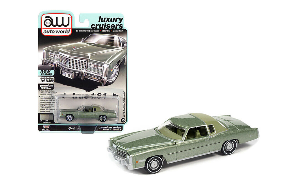 1975 Cadillac Eldorado Hardtop, Lido Green - Auto World AWSP058/24A - 1/64 scale Diecast Car
