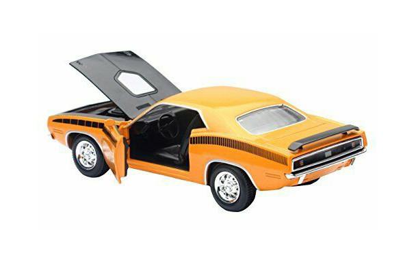1970 Plymouth Barracuda, Orange - New Ray 71873B - 1/25 scale Diecast Model Toy Car