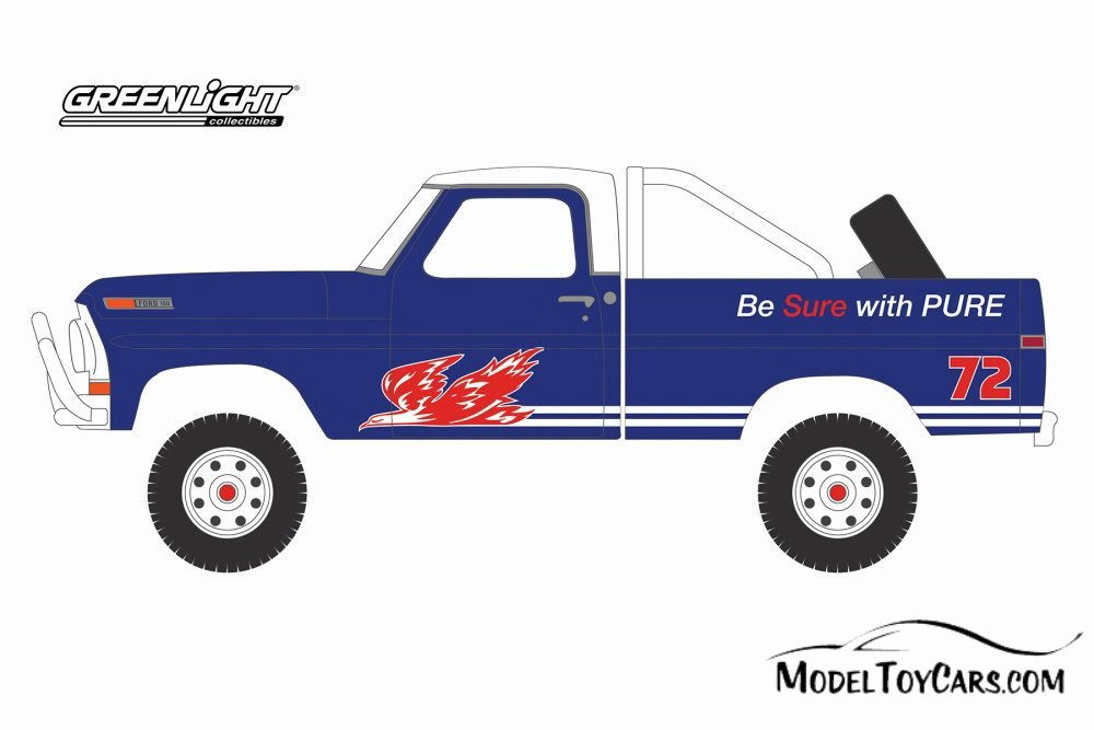1972 Ford F-100, Pure Oil Co. Firebird Racing Gasoline - Greenlight 35100D/48 - 1/64 Scale Diecast Model Toy Car