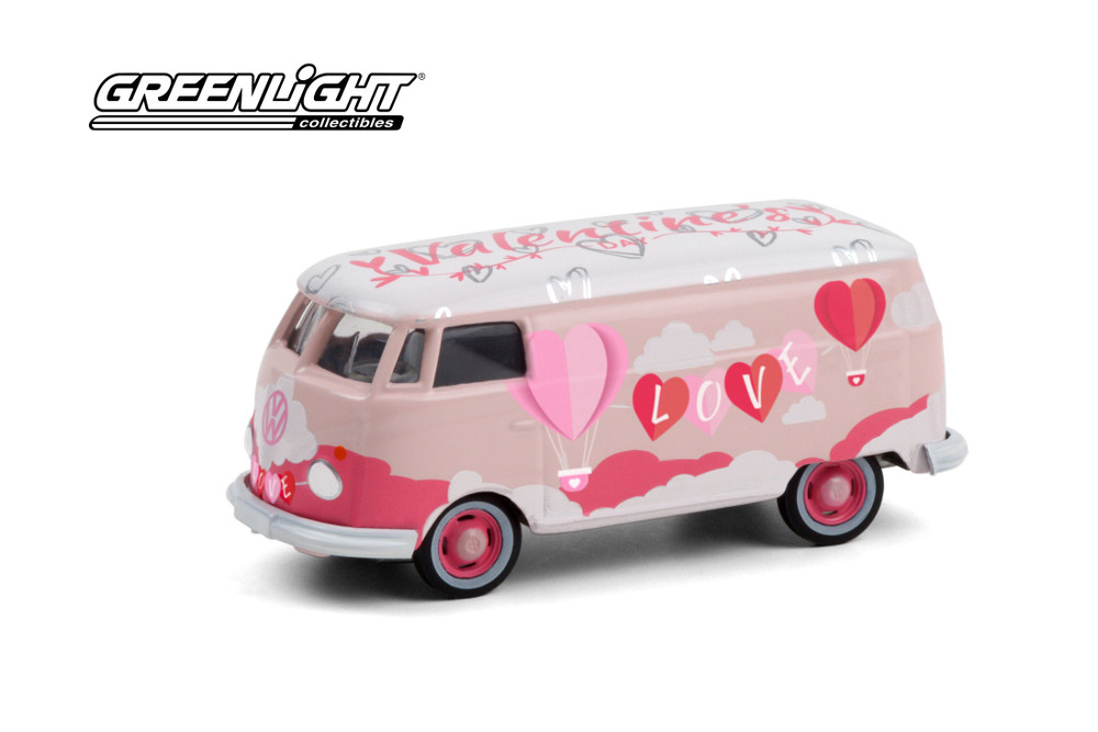 Valentine's Day 2021 Volkswagen Type 2 Panel Van, Pink - Greenlight 30251/48 - 1/64 Diecast Car