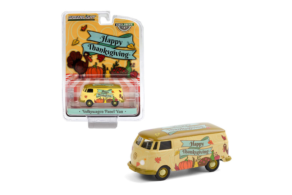 Happy Thanksgiving Volkswagen Panel Van, Yellow - Greenlight 30221/48 - 1/64 scale Diecast Car