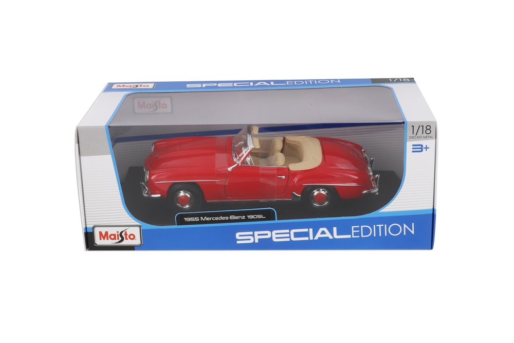 1955 Mercedes-Benz 190SL Convertible, Red - Maisto 31824R - 1/18 scale Diecast Model Toy Car