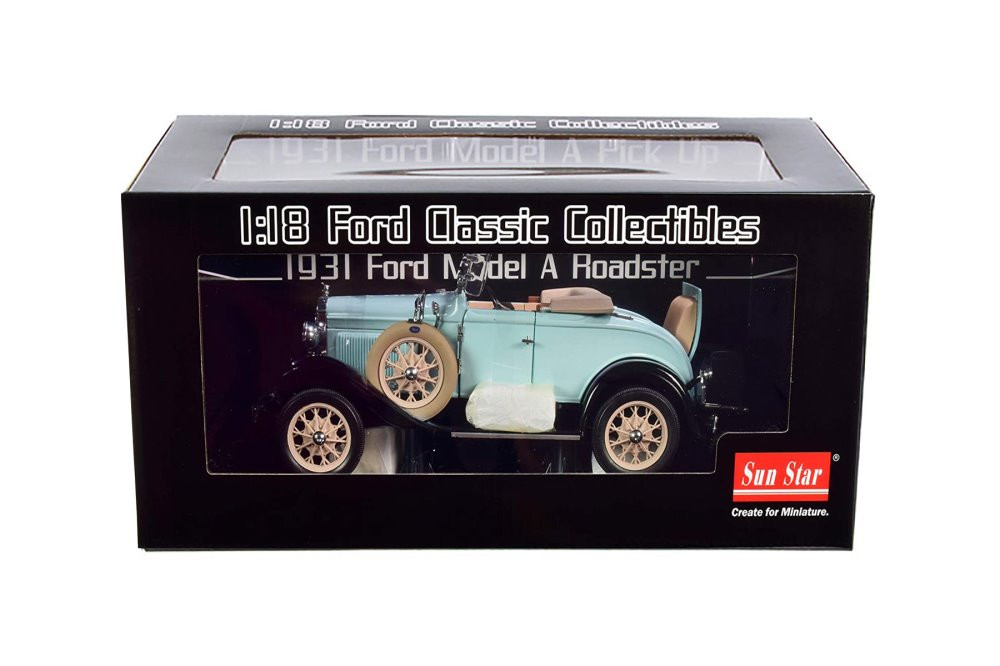 1931 Ford Model A Roadster, Powder Blue - Sun Star 6126 - 1/18 scale Diecast Model Toy Car