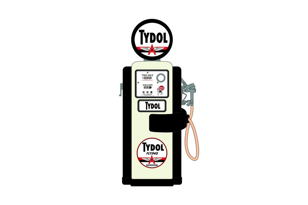 Tydol Flying Gasoline 1948 Wayne 100-A Gas Pump - Greenlight 14090A - 1/18 Diecast Accessory