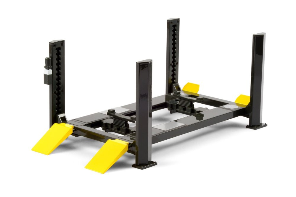 Adjustable Four-Post Lift, Dark Gray and Yellow - Greenlight 13591 - 1/18  scale Diecast Accessory