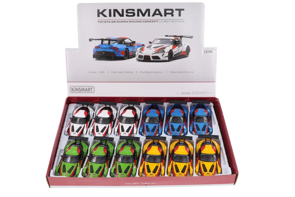  Toyota GR Supra Racing Concept  Car Set - Box of 12 1/36 scale Diecast Model Cars, Assd Colors
