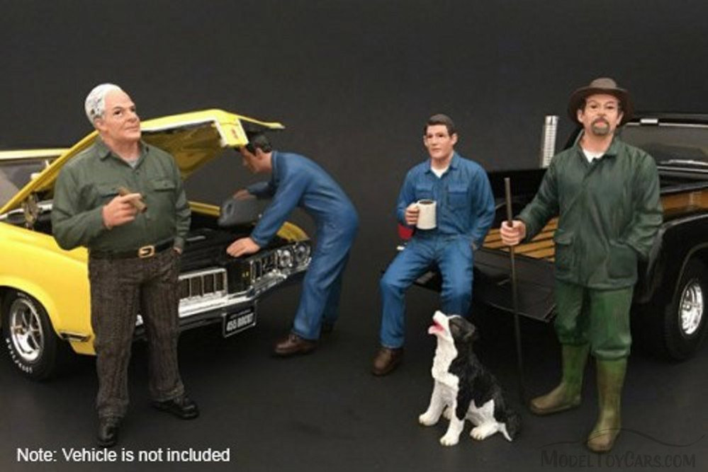 Mechanic Johnny Drinking Coffee, American Diorama 77500 - 1/24 Scale Accessory for Diecast Cars