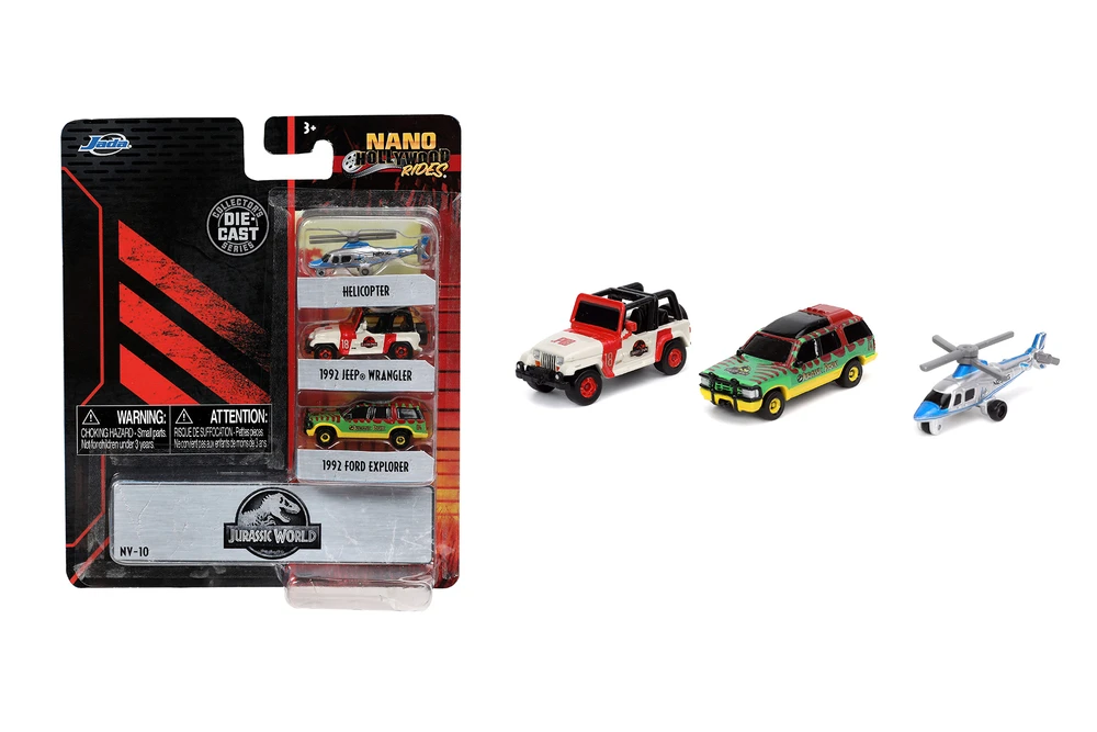 Jurassic World 3-Pack, Jurassic World - Jada Toys 31955 - 1/65 scale Diecast Model Toy Car