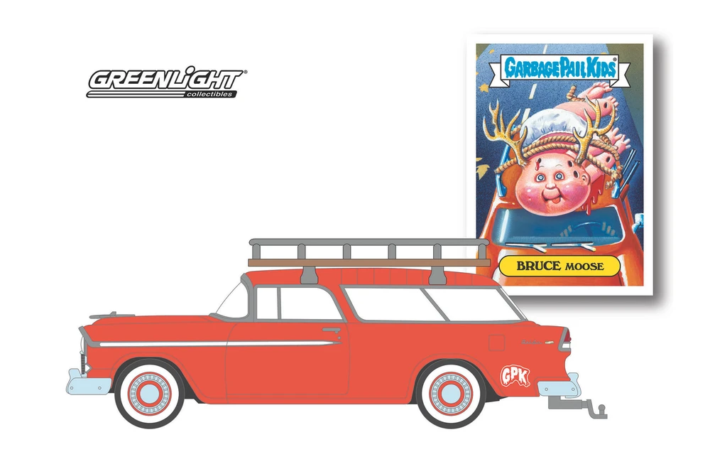 1955 Chevy Nomad with Roof Rack - Bruce Moose, Orange - Greenlight 54050A/48 - 1/64 Diecast Car