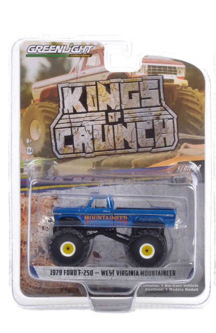 1979 Ford F-250 Monster Truck - West Virginia Mountaineer, Blue - Greenlight 1/64 Diecast Car