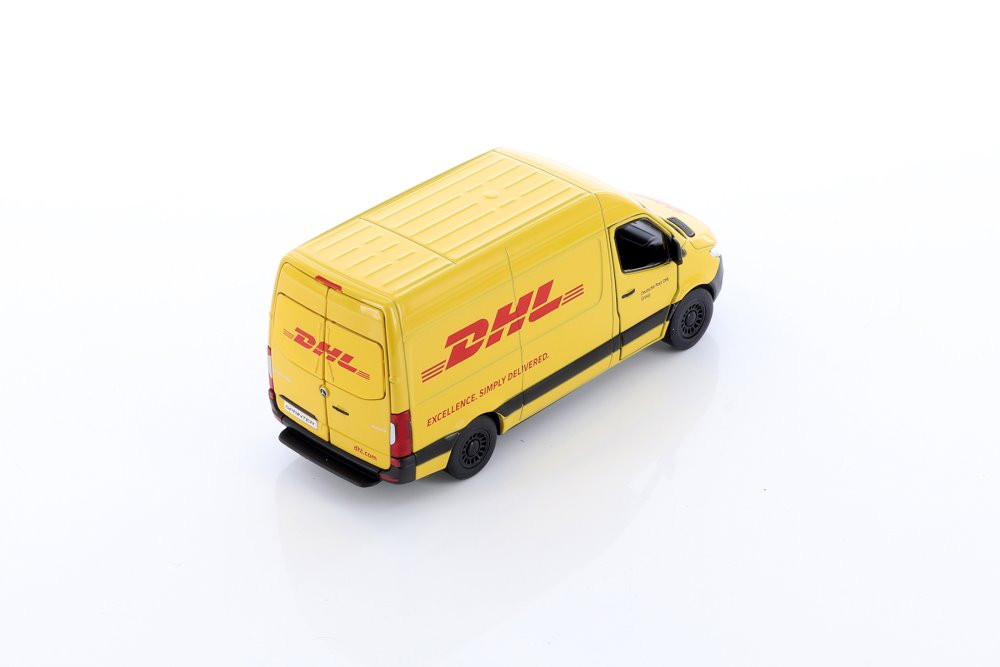Mercedes-Benz Sprinter DHL Delivery Van, Yellow - Kinsmart 5429D - 1/48 scale Diecast Model Toy Car