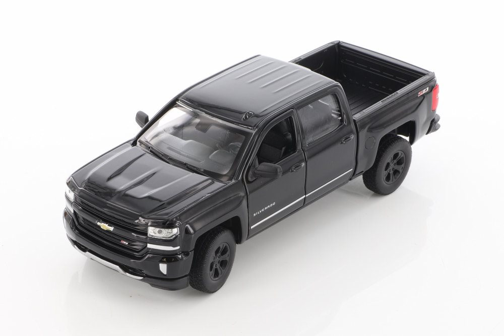 2017 Chevy Silverado Pickup, Black - Welly 24083/4D - 1/29 scale Diecast Model Toy Car