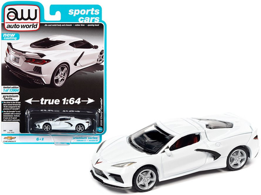 2020 Chevy Corvette, Arctic White - Auto World AWSP065/24B - 1/64 scale Diecast Model Toy Car