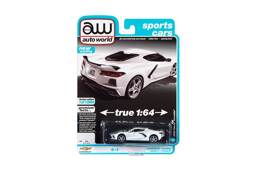 2020 Chevy Corvette, Arctic White - Auto World AW64312/48B - 1/64 scale Diecast Model Toy Car