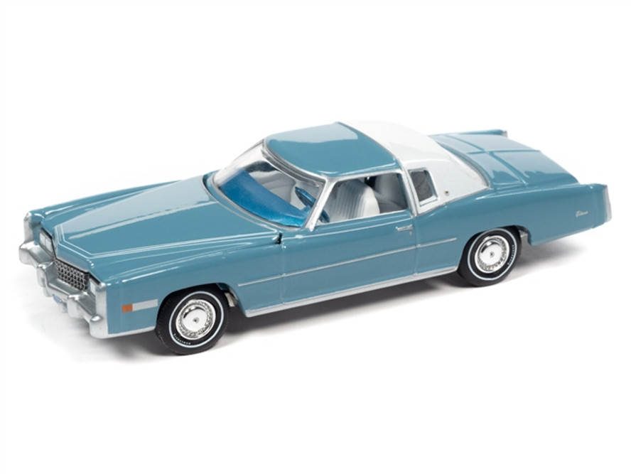 1975 Cadillac Eldorado, Jennifer Blue - Auto World AW64312/48B - 1/64 scale Diecast Model Toy Car