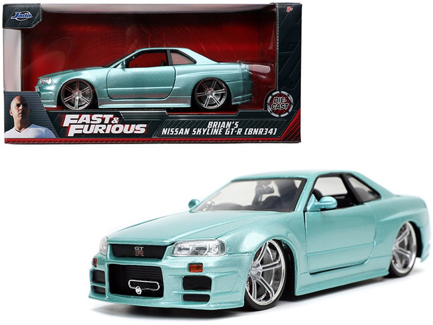 Brian's Nissan Skyline GT-R BNR34, Fast and Furious Toys 32608/4 - 1/24  scale Diecast Model Toy Car