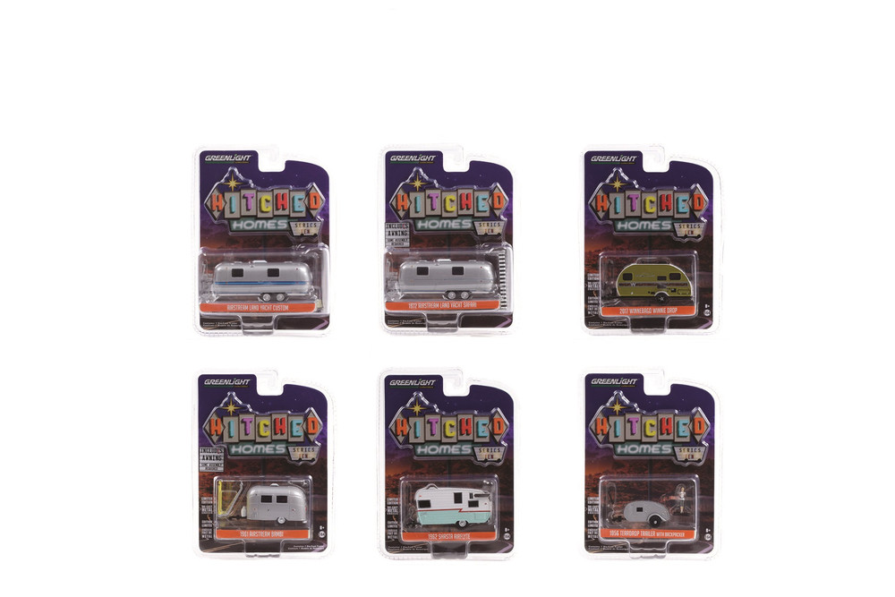 Greenlight Hitched Homes Series 10 Diecast Car Set - Box of 6 assorted 1/64 Scale Diecast Model Cars