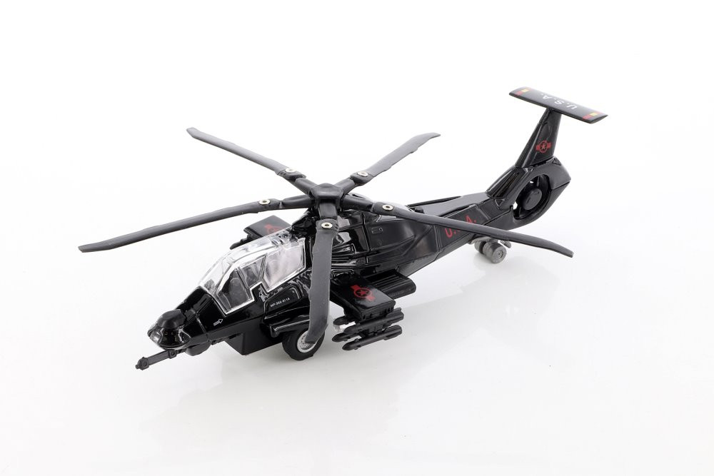 Stealth Copter with Light & Sounds, Black - ModelToyCars SL362/2DB - Diecast Toy Helicopter