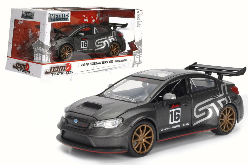 2016 Subaru WRX STI Widebody, Charcoal Gray - Jada 99089WA1 - 1/24 Scale Diecast Model Toy Car