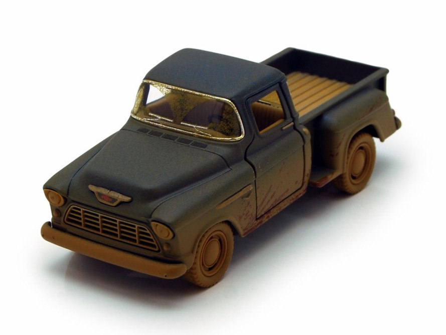 1955 Chevy Stepside Muddy Pickup, Blue - Kinsmart 5330DY - 1/32 Scale Diecast Model Replica