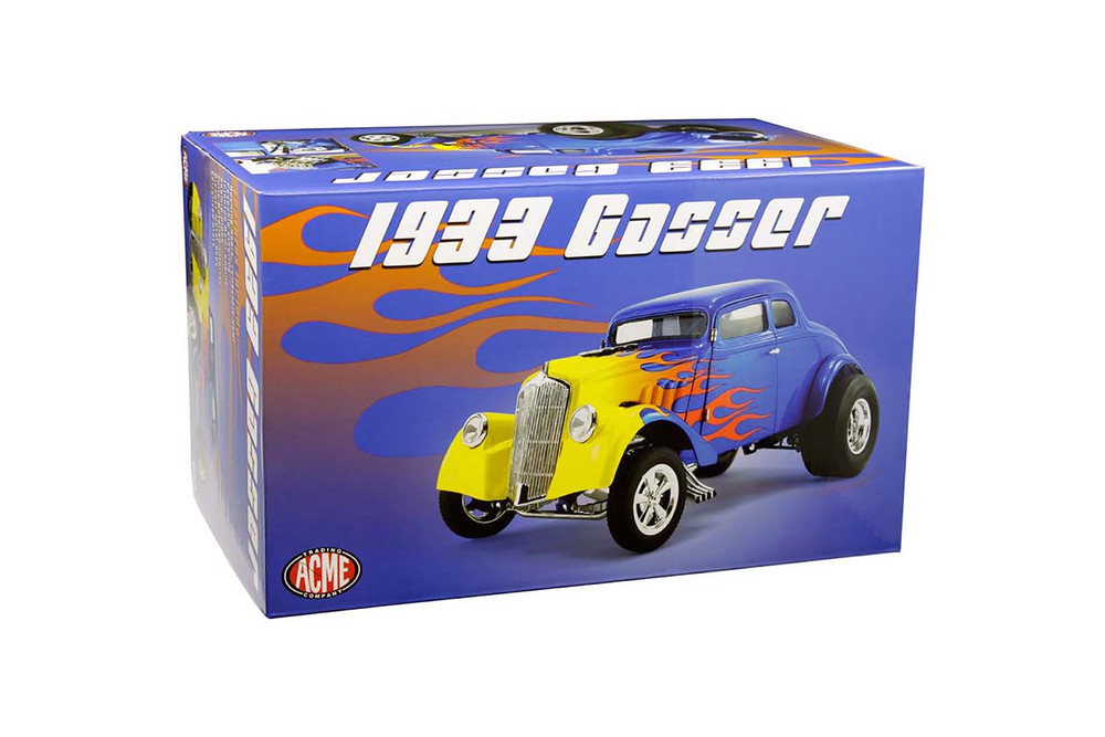 Flamed 1933 Gasser, Blue and yellow - Acme A1800918 - 1/18 scale