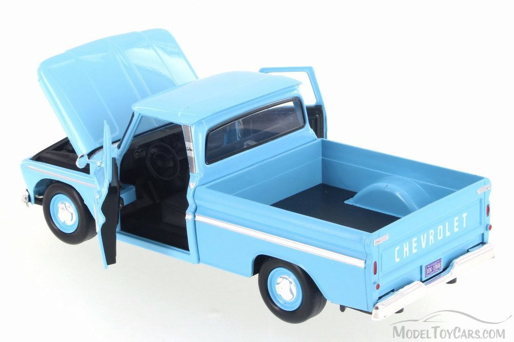 1966 Chevy C10 Fleetside Pickup, Light Blue - Motor Max 73355AC/LBU - 1/24 Scale Diecast Model Toy Car