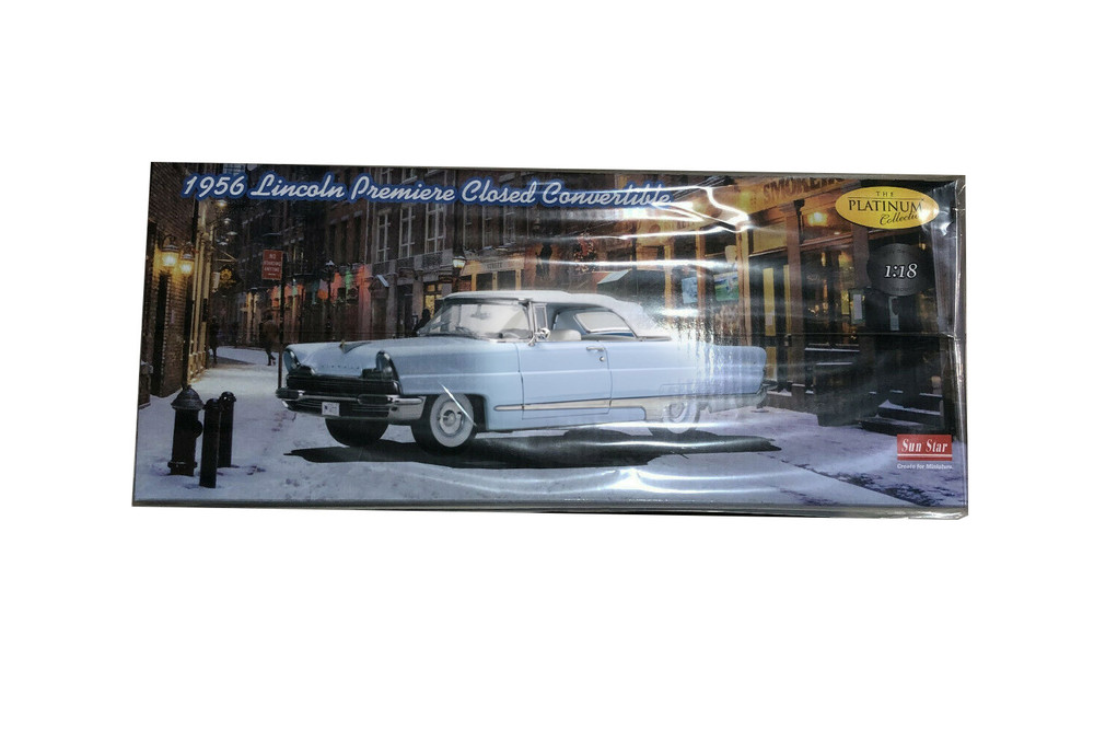 1956 Ford Lincoln Premiere Closed Convertible, Blue & White - Sun