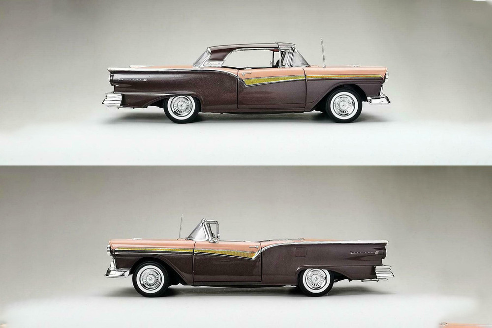 1957 Ford Fairlane 500 Skyliner, Silver Mocha Brown with Coral