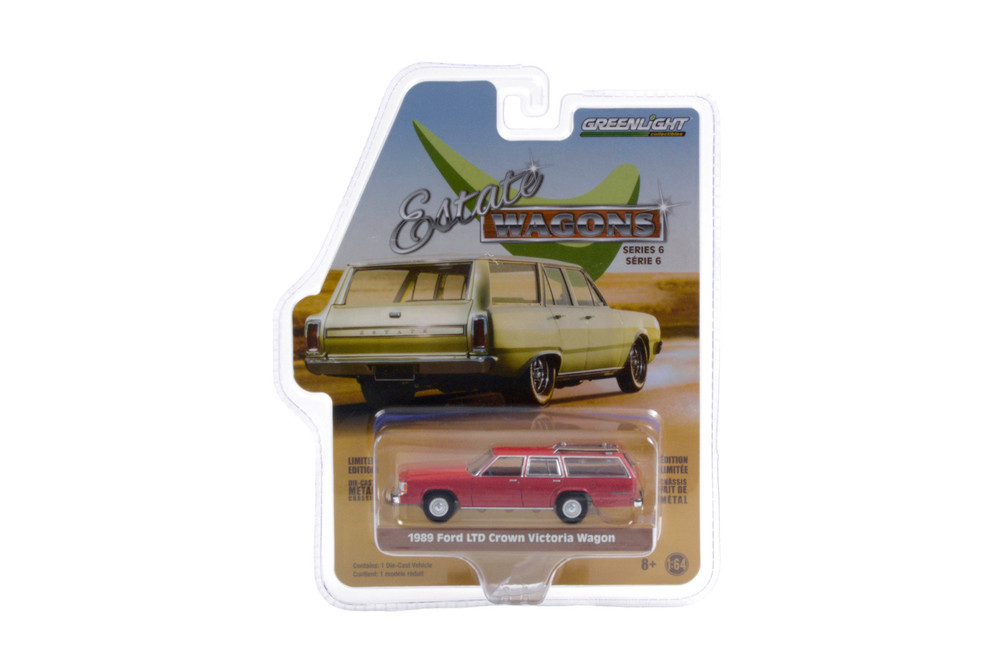 1989 Ford LTD Crown Victoria Wagon, Currant Red - Greenlight 36010F/48 - 1/64 scale Diecast Model Toy Car