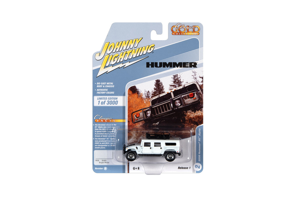 2006 Hummer H1 Alpha with Roof Rack, Bright White - Johnny Lightning JLCG024/48B - 1/64 scale Diecast Model Toy Car