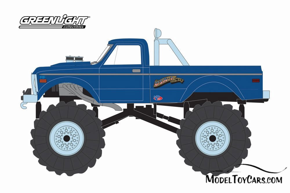 1970 Chevy K-10 Monster Truck, USA-1 - Greenlight 49020B/48 - 1/64 Scale Diecast Model Toy Car