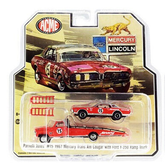 1967 Mercury Cougar and Parnelli Jones Ford F-350 Ramp  51343 - 1/64 scale Diecast Model Toy Car