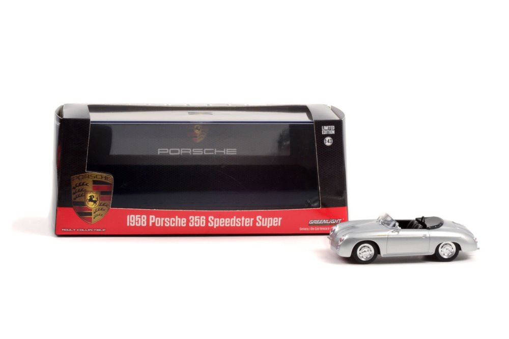 1958 Porsche 356 Speedster Super, Silver - Greenlight 86597 - 1/43 scale Diecast Model Toy Car