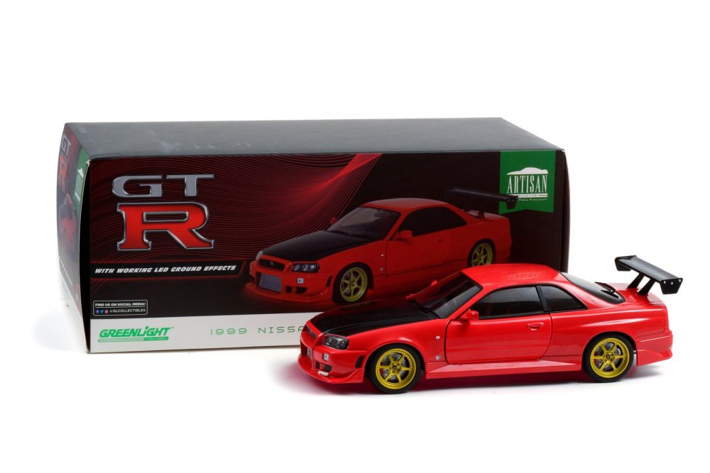 1999 Nissan Skyline GT-R R34 , Red and Black - Greenlight 19052