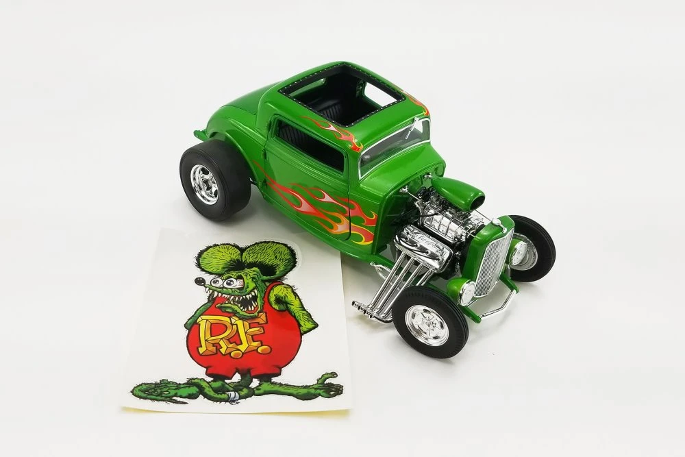 Rat Fink 1932 Ford Blown 3 Window Hot Rod, Green - Acme A1805019 - 1/18 scale Diecast Model Toy Car