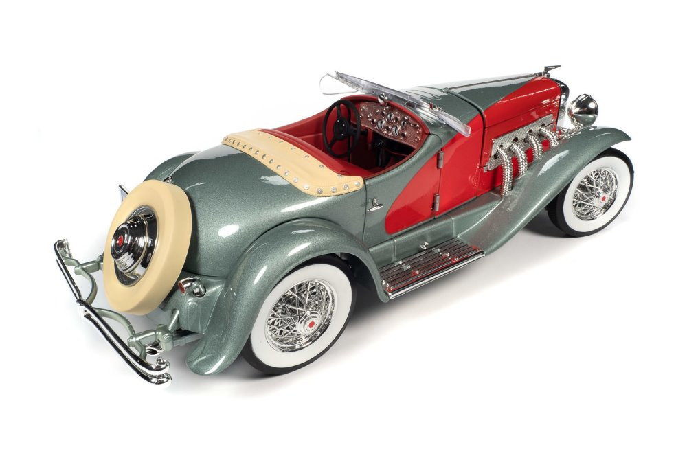 1935 Duesenberg SSJ Speedster, Silver and Red - Auto World AW279 - 1/18 scale Diecast Model Toy Car