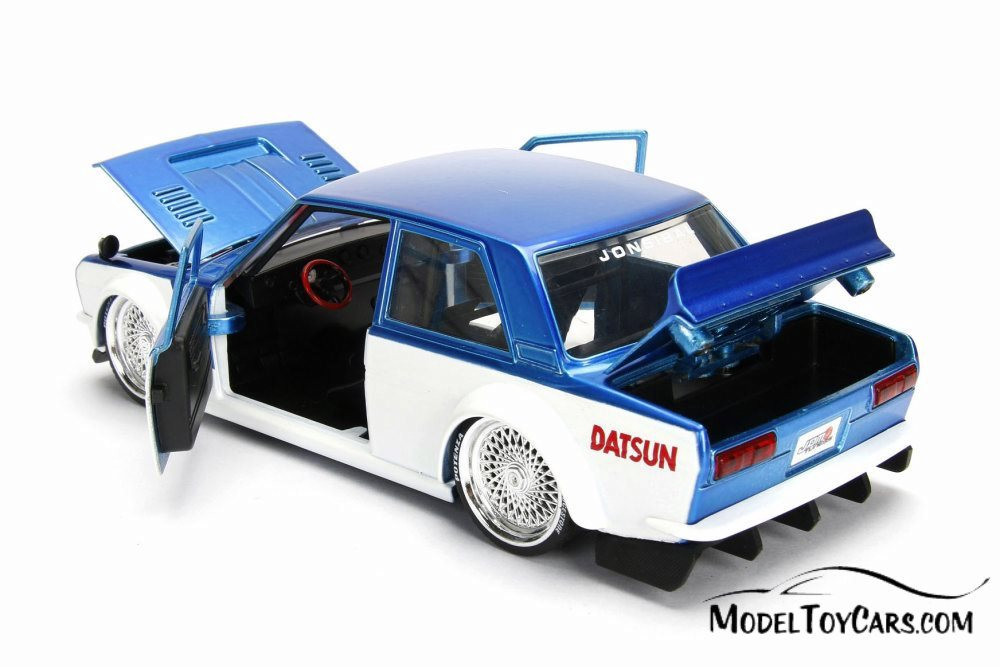 1973 Datsun 510 Widebody #73, Blue w/ White - Jada 99094WA1 - 1/24