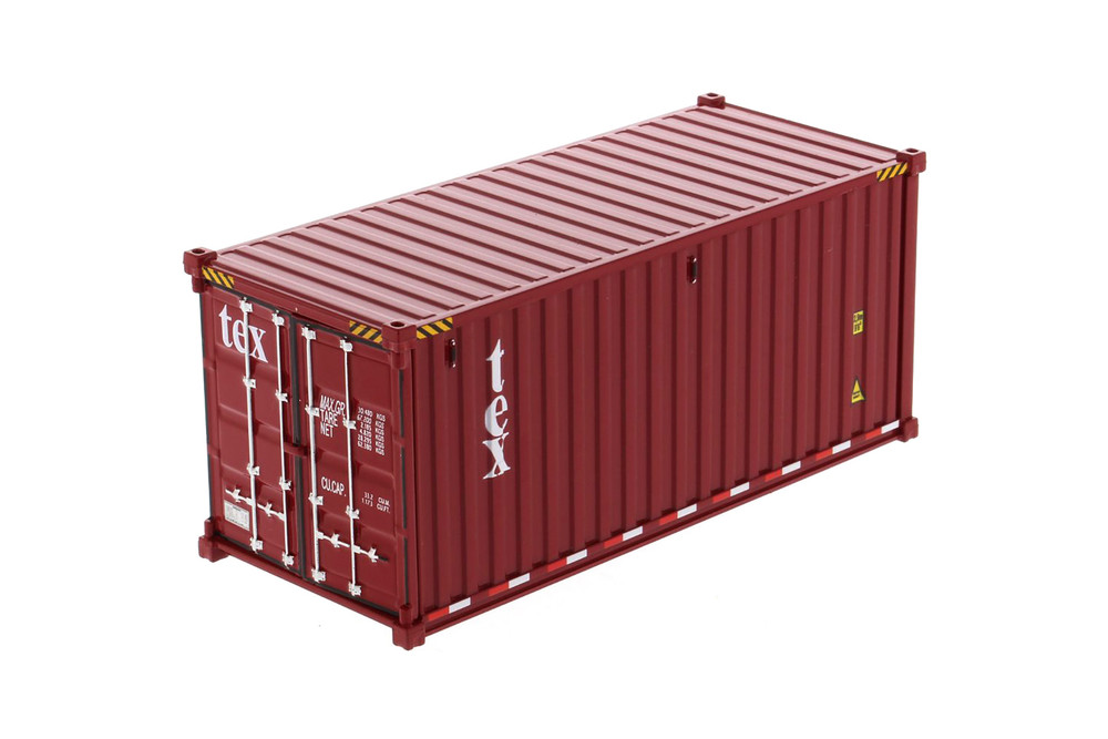 20' Dry Goods Sea Shipping Container 'TEX', Burgundy - Diecast