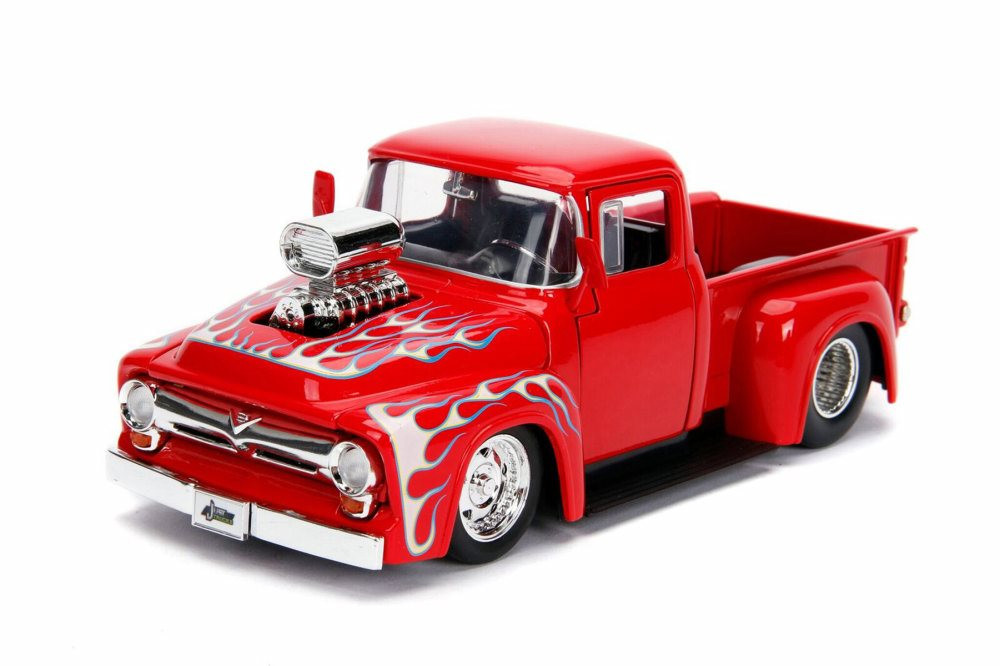 1956 Ford F-100 Pick Up Truck with Engine Blower, Glossy Red