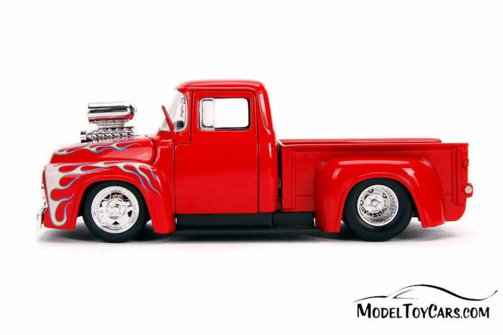 1956 Ford F-100 Pick Up Truck with Engine Blower, Glossy Red