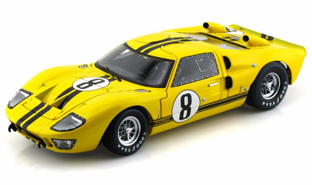 1966 Ford GT-40 MK II #8, Yellow w/ Black Stripes - Shelby SC417 - 1/18  Scale Diecast Model Toy Car